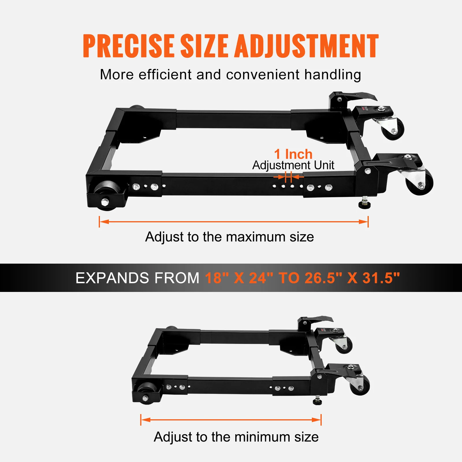 Heavy-Duty Appliance Stand | 1500 lb Capacity | Adjustable Base with Locking Swivel Wheels for Washer, Dryer & Refrigerator - Thumbnail 6