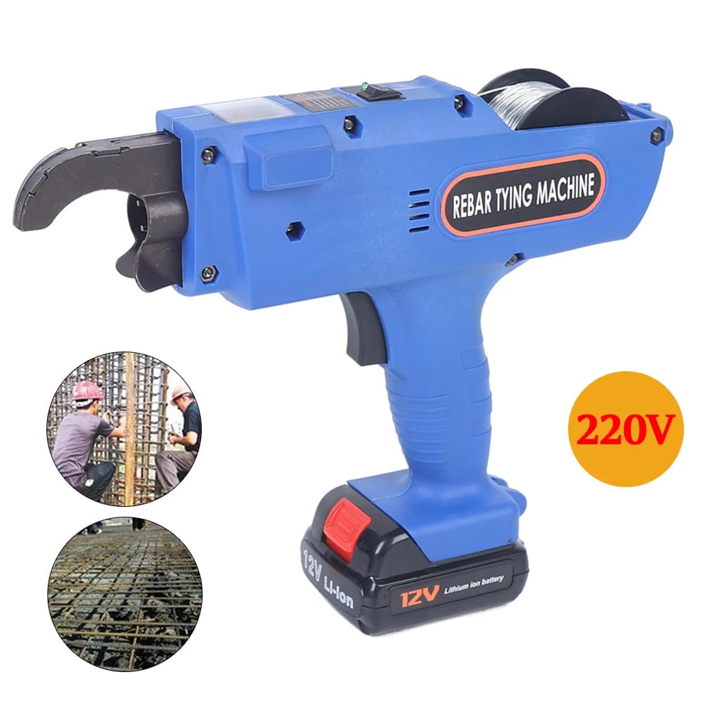 Electric Rebar Tying Gun | Automatic 8-34mm Rebar Tier | Cordless with Battery & Pliers - Thumbnail 2