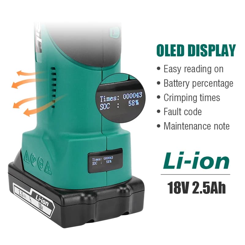 Hydraulic Pipe Crimping Tool | High-Power Li-ion Battery | Portable Stainless Steel Crimper - Thumbnail 4