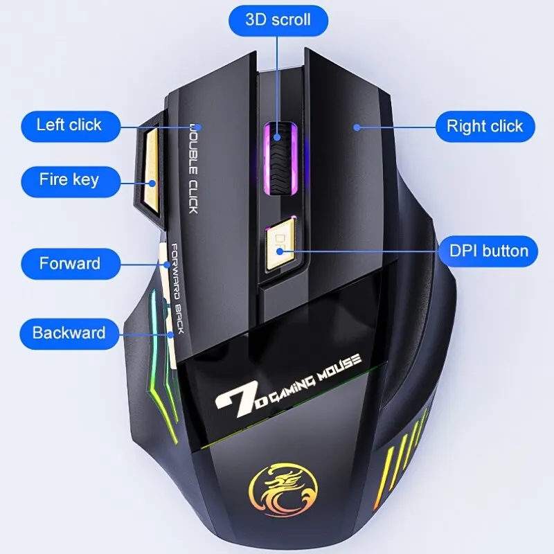 Wireless Gaming Mouse | 3200 DPI Precision | Dual-Mode Bluetooth & 2.4GHz | Silent Clicks - Thumbnail 3