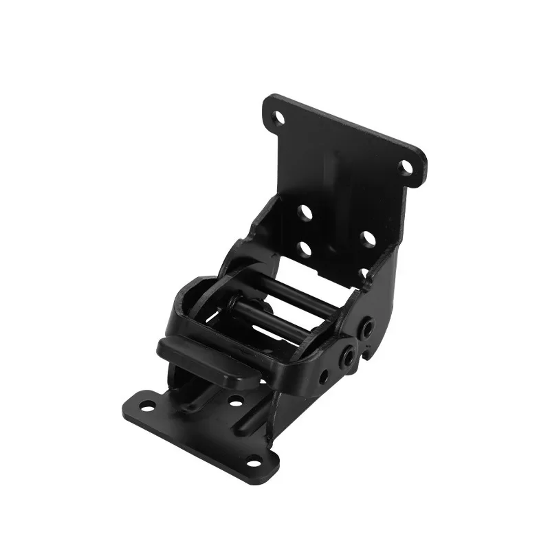 Foldable bedside cabinet hinge with self-locking mechanism and integrated folding table leg for furniture extension and support.