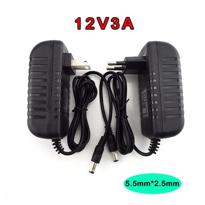 12V 3A AC/DC Power Adapter | 5.5x2.5mm Plug for LED Strips & CCTV Cameras | 100-240V Input - Thumbnail 3