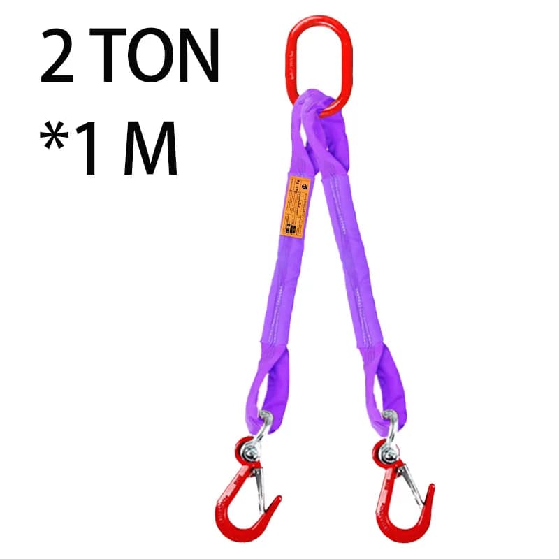 2-Ton Lifting Sling Kit | Complete 4-Leg Rigging System with Carabiners & Hooks - Thumbnail 4