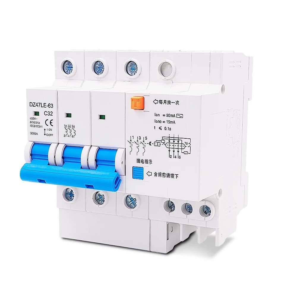 3-Phase Circuit Breaker | DZ47LE-63 | 16-63A 400V | Overload & Residual Current Protection - Thumbnail 4