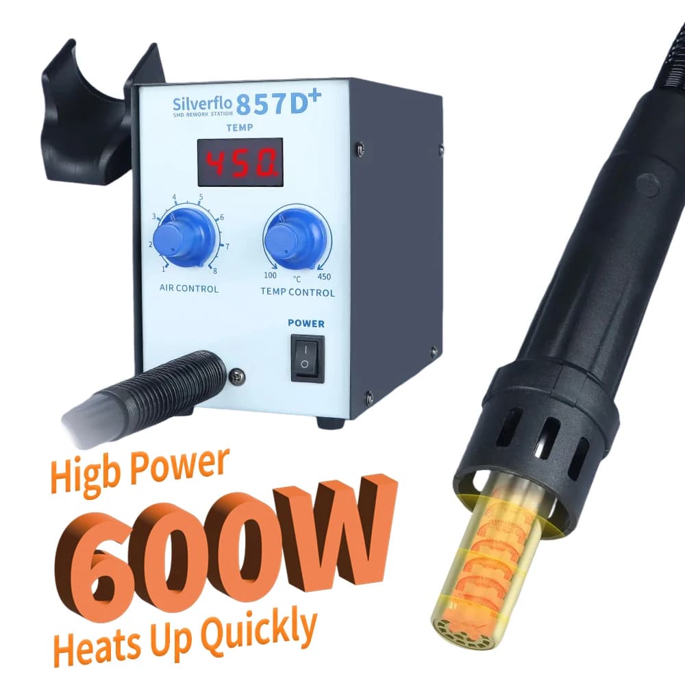 Hot Air Rework Station | 600W Power | 100-450C Temperature Control - Thumbnail 4