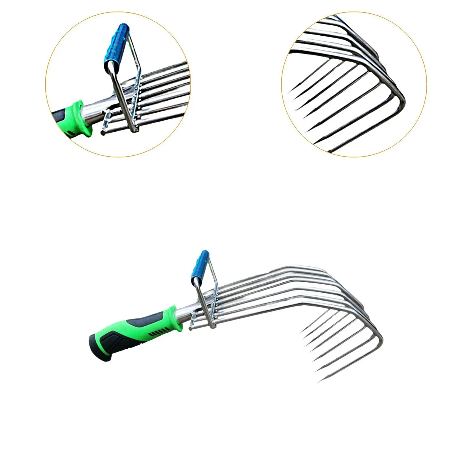 Hand Rake | Lightweight Soil Loosening Tool | Rubber Handle for Patio & Backyard Work - Thumbnail 2