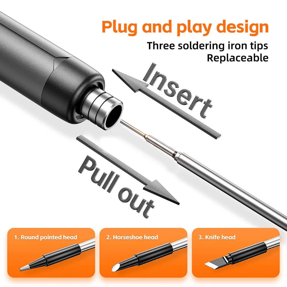 USB-C Soldering Iron Kit | Digital Temperature Control 300-450℃ | Cordless 1000mAh Battery - Thumbnail 5