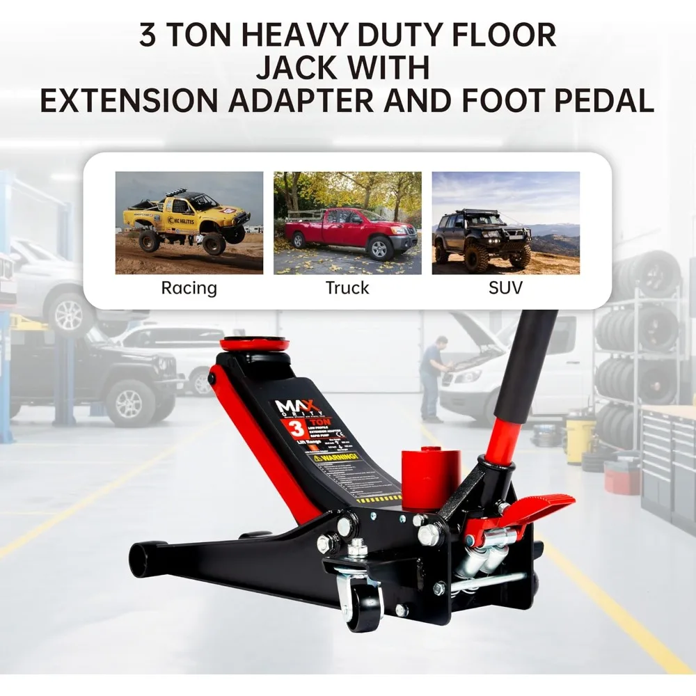 3-Ton Low-Profile Racing Jack | Dual-Piston Hydraulic Lift | Heavy-Duty Steel Construction - Thumbnail 4