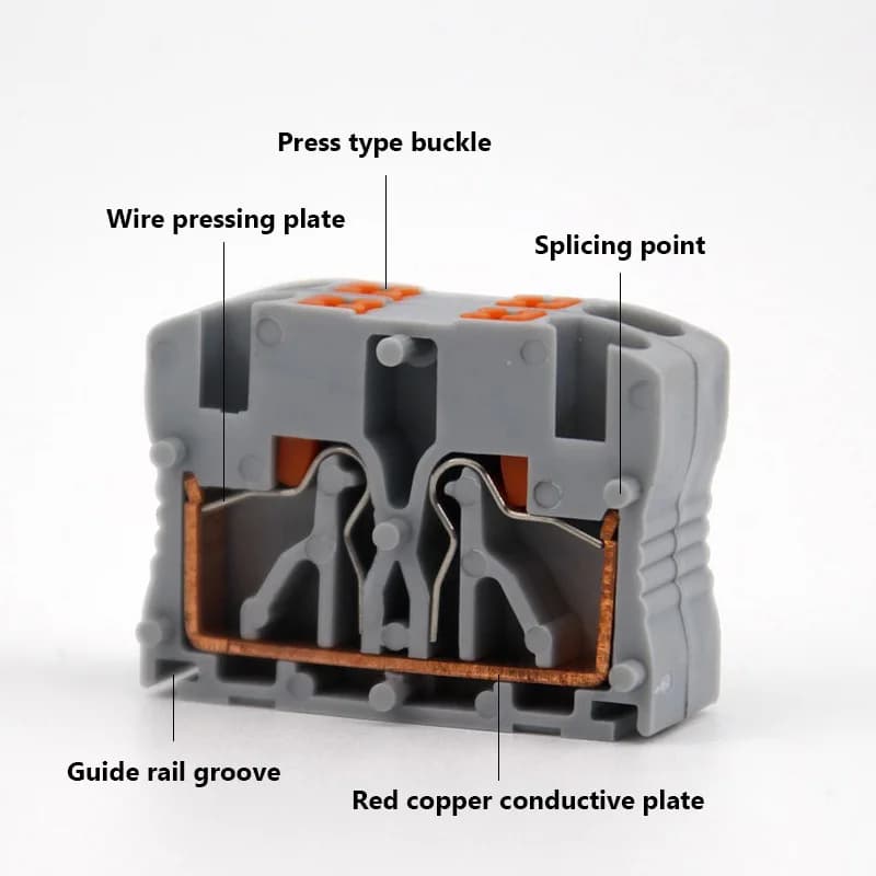 DIN-Rail Terminal Block | Multi-Way Push-In Connector for Secure Electrical Wiring - Thumbnail 3