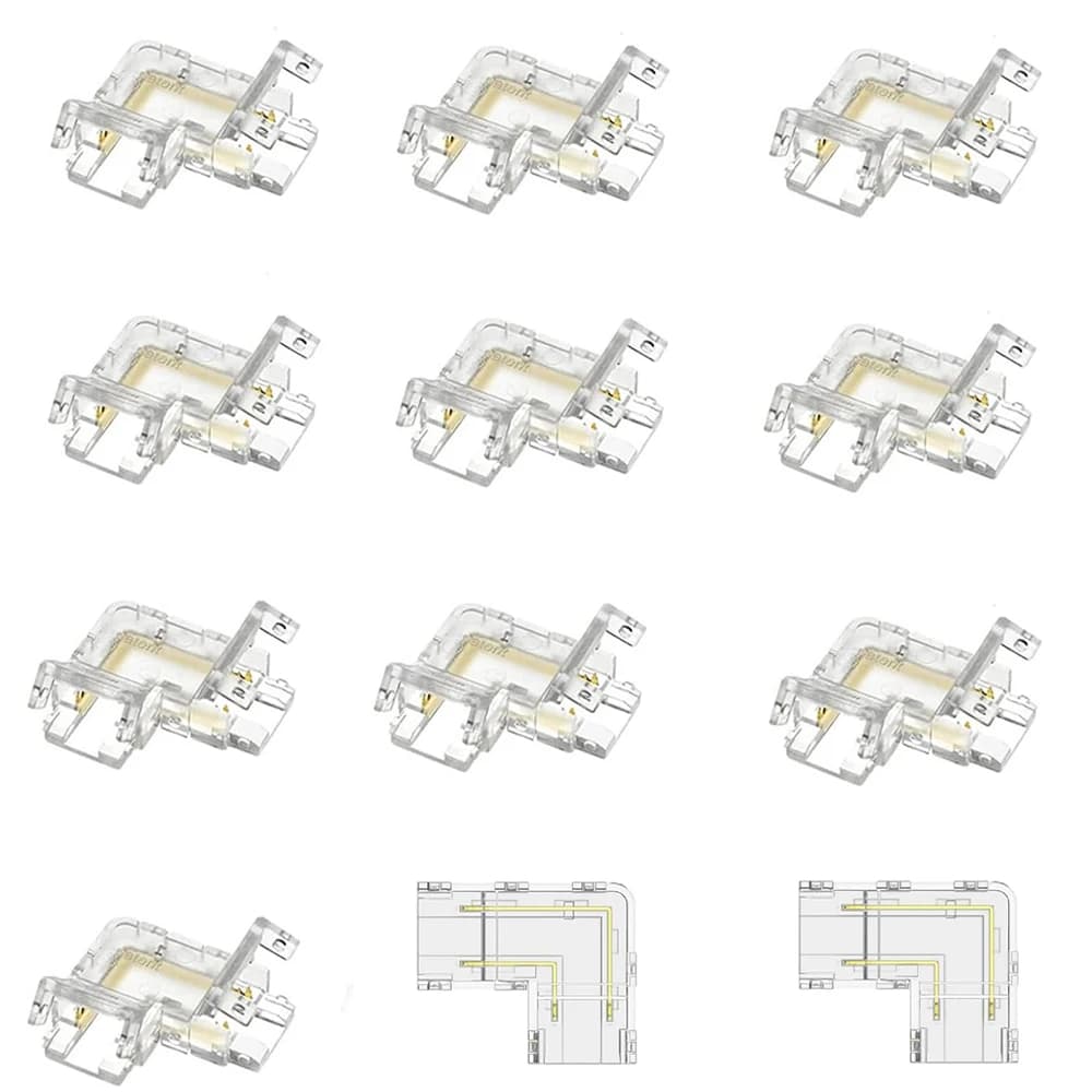 Solderless Corner Connector for 2-Pin COB LED Strips | 8mm & 10mm L-Shape - Thumbnail 2