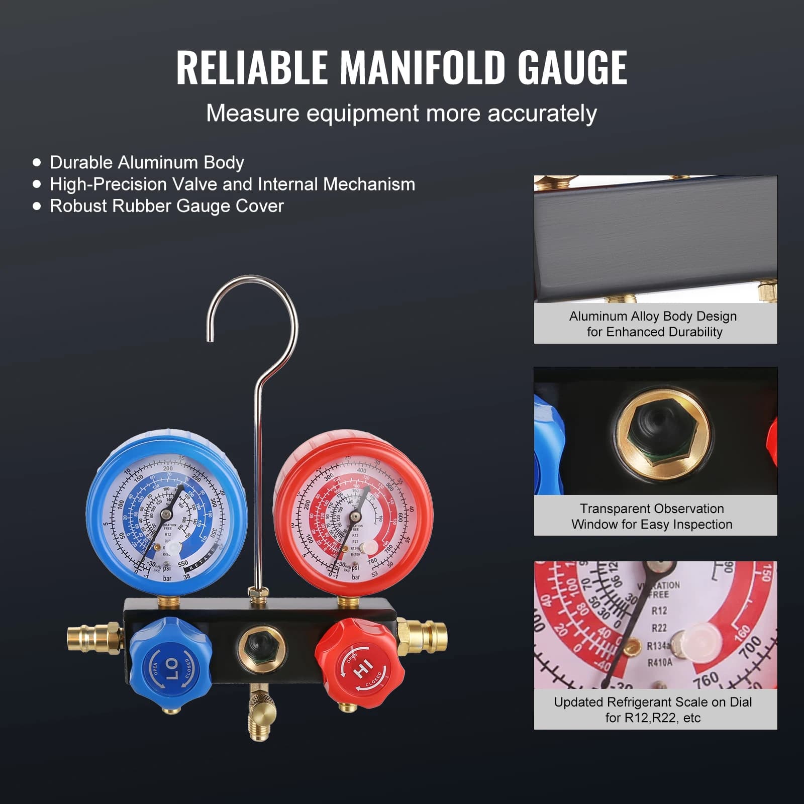 Stage Vacuum Pump & Gauge Kit | 3.5 CFM for R134a R410a | 1/5HP HVAC Refrigerant Recovery - Thumbnail 4
