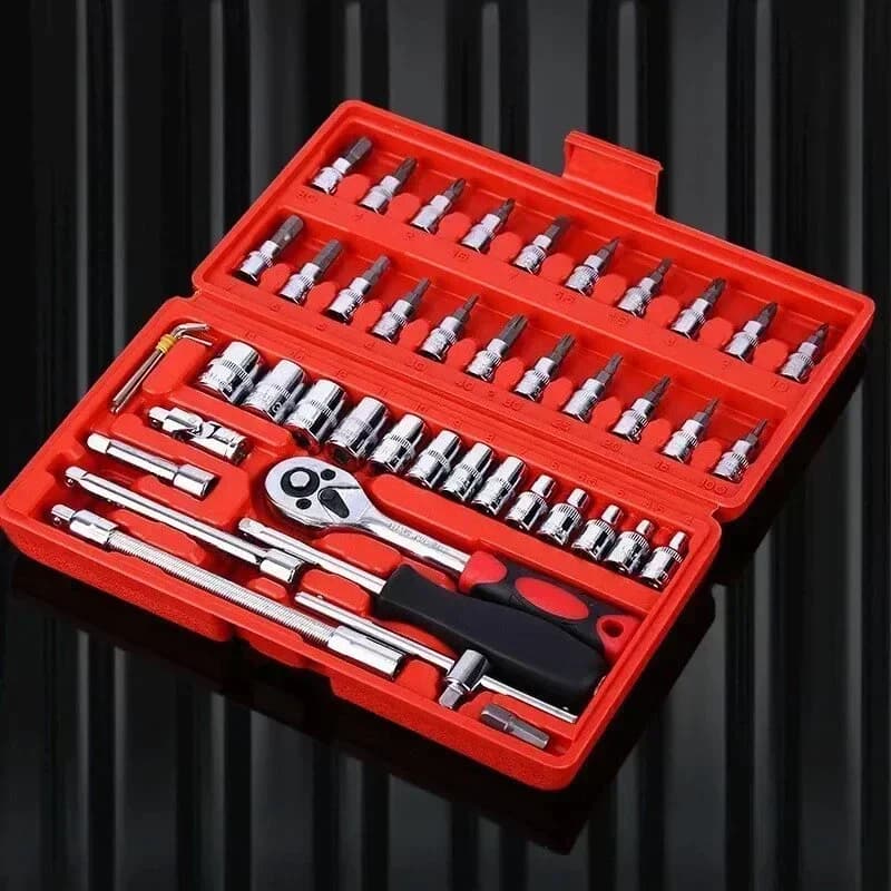 46-Piece Socket & Ratchet Set | Automotive & Motorcycle Repair Tool Kit - Thumbnail 7
