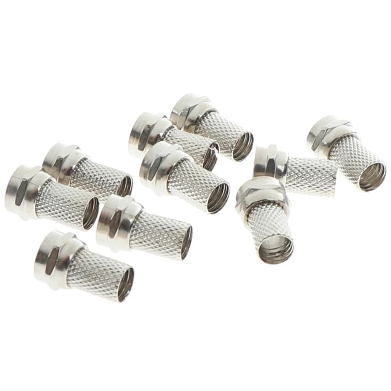 F Connector 10-Pack | Screw-On Type for RG6 Coax Cable | Satellite TV Antenna - Thumbnail 3