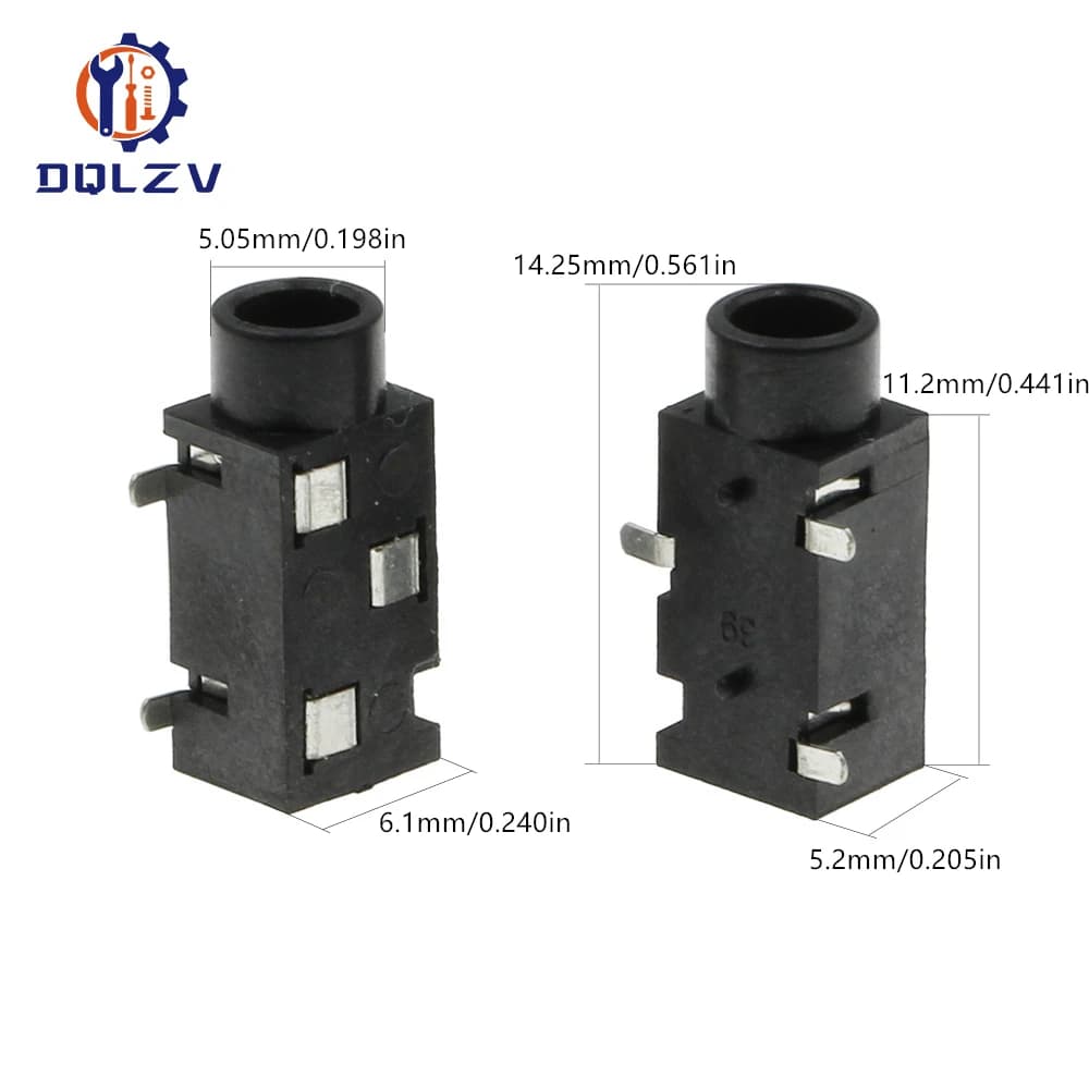 PJ-320B 3.5mm Stereo Audio Jack | SMD Female Connector | Premium Headphone Port Replacement - Thumbnail 5