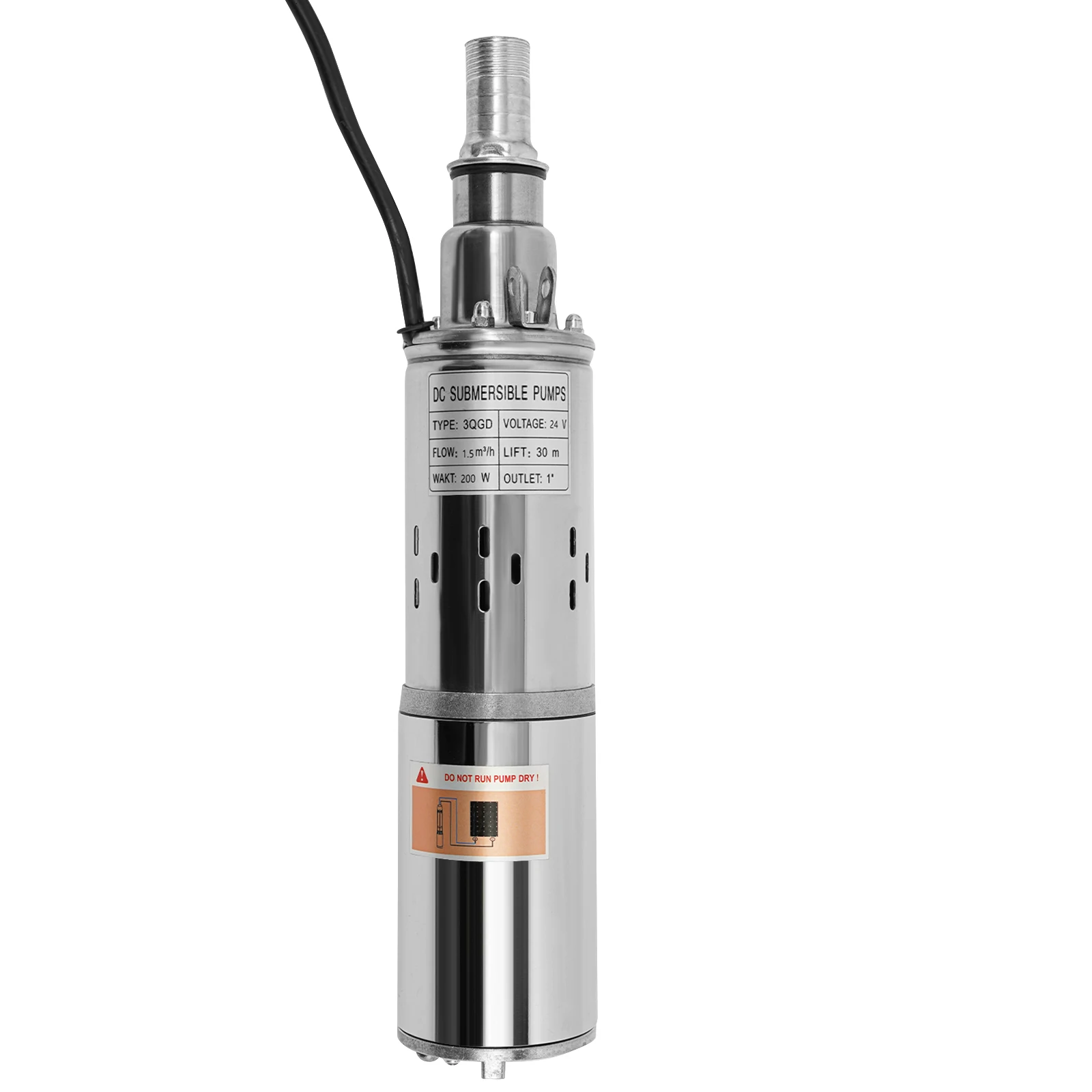Well Submersible Pump | 200W 24V Solar-Powered | 30m Lift Stainless Steel - Thumbnail 2
