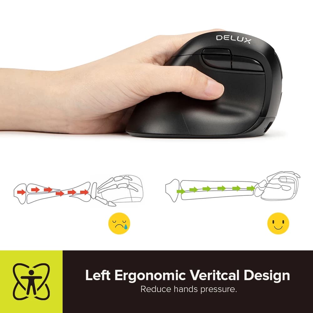 Wireless Vertical Mouse for Small Hands | M618ZD | Silent Click & Rechargeable - Thumbnail 3