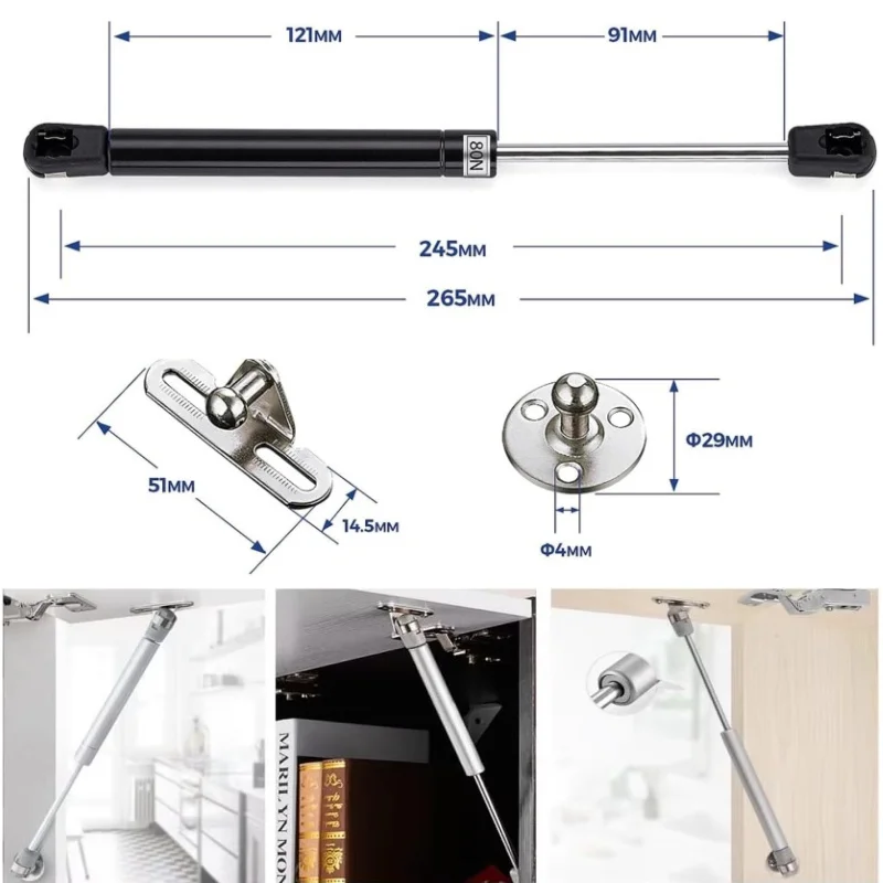 Cabinet Lift Support Hinges | 30N-200N Gas Strut System | Soft-Close Door Stay - Thumbnail 5