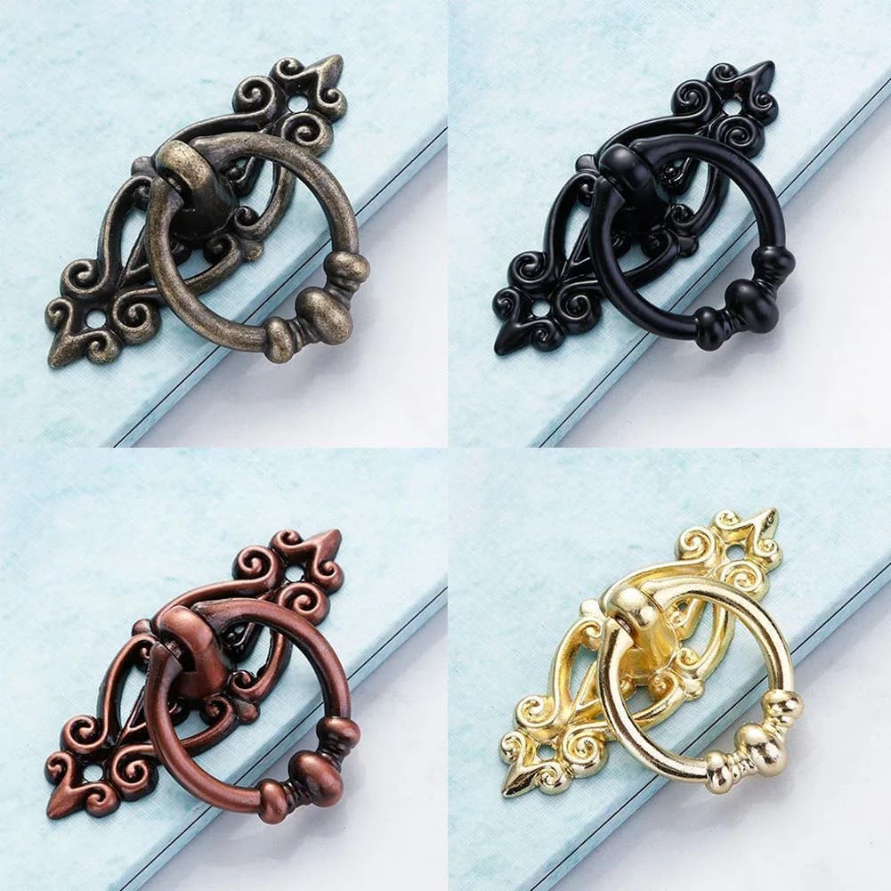 Bronze Cabinet Hardware | Vintage Ring Pulls & Knobs | Kitchen Drawer & Dresser Handles - Thumbnail 6