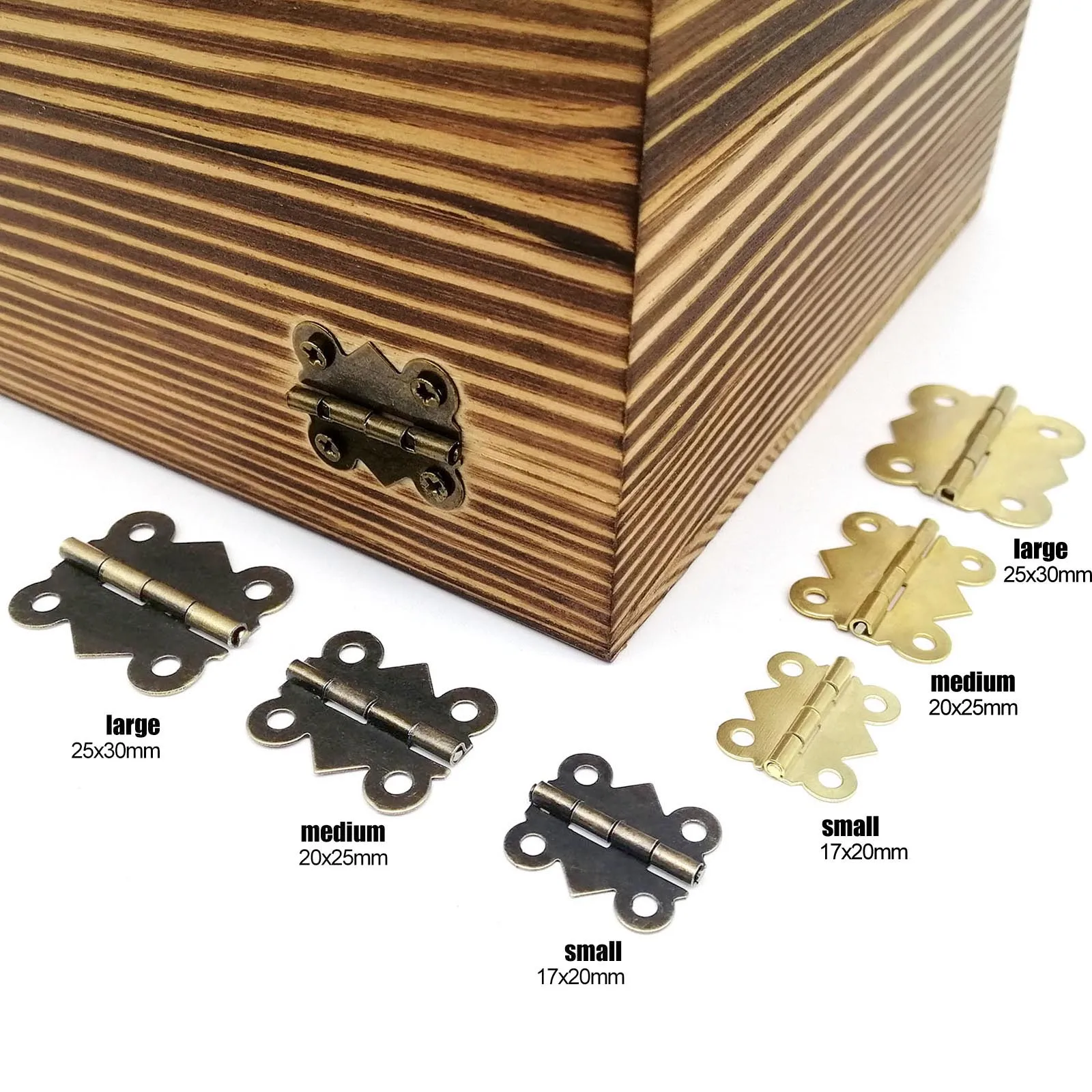 Brass Butterfly Hinges | 12pcs Decorative Jewelry Box Hardware | with Screws - Thumbnail 2