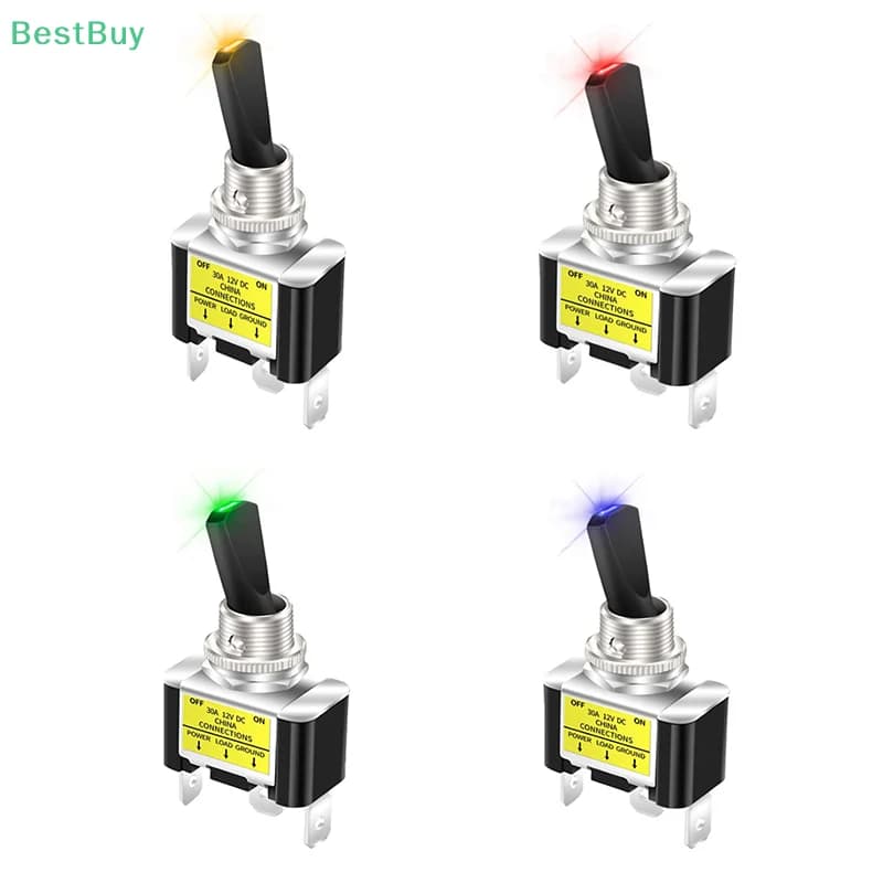 30A 12V Illuminated Toggle Switch | SPST ON/Off Rocker | Automotive & Marine Grade - Thumbnail 2