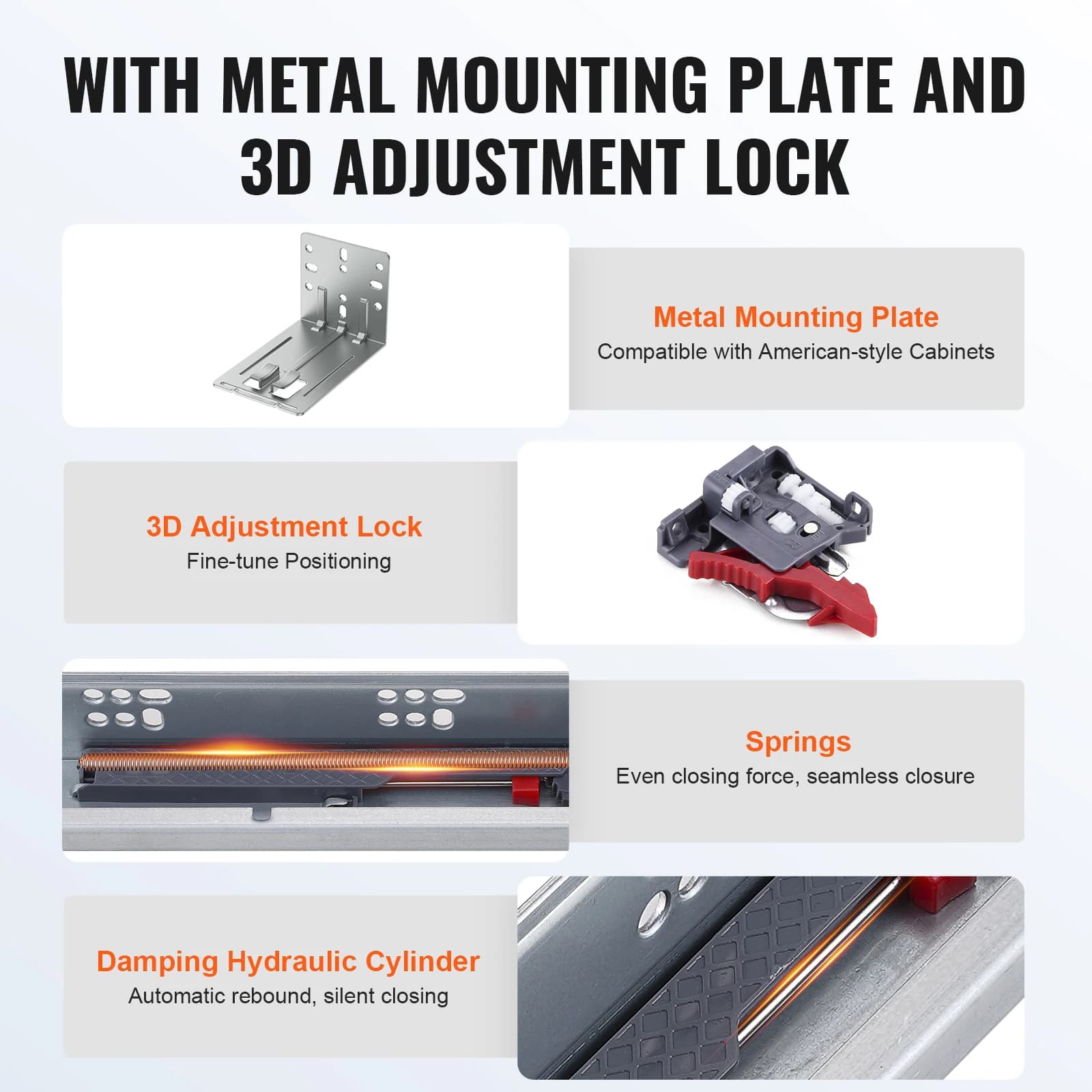 Soft-Close Drawer Slides | Full-Extension Ball Bearing Slides | Heavy-Duty Steel Glides - Thumbnail 3