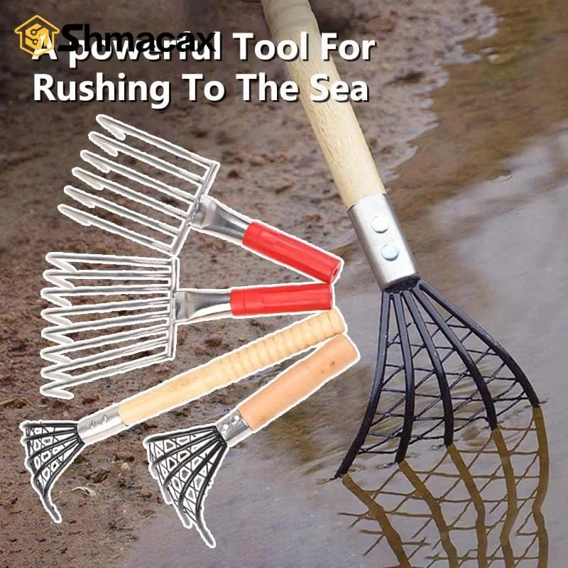 Multifunctional Rake | Beach Clam & Seafood Shell Collector | Garden Farm Digging Tool - Thumbnail 2