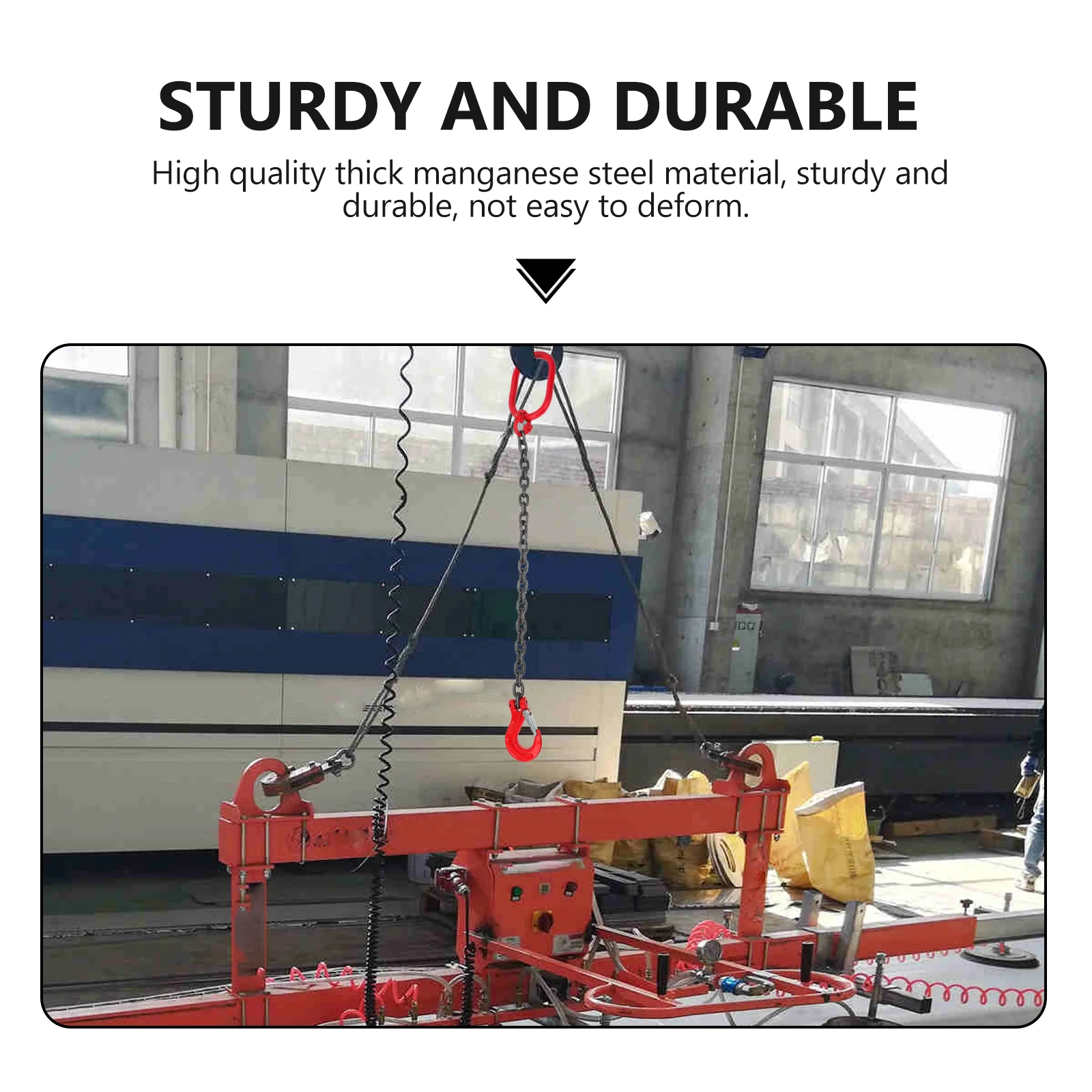 Heavy-Duty Single Leg Chain Sling | Manganese Steel Construction | Corrosion-Resistant Lifting Hook - Thumbnail 3