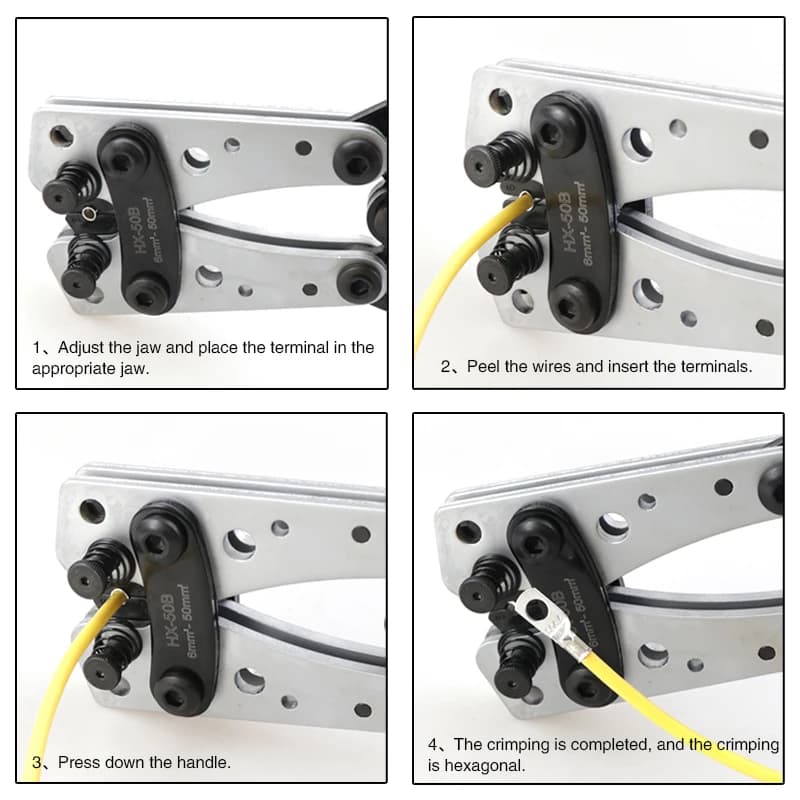 Hex Crimping Tool | HX-50B for 6-50mm² Cable Lugs | Heavy-Duty Terminal Crimper - Thumbnail 4