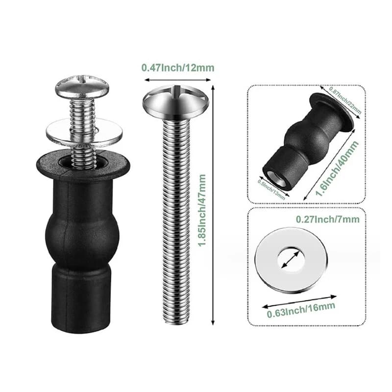 Seat Hinges & Screws | Expanding Rubber Fixings | WC Blind Hole Bathroom Replacement - Thumbnail 4