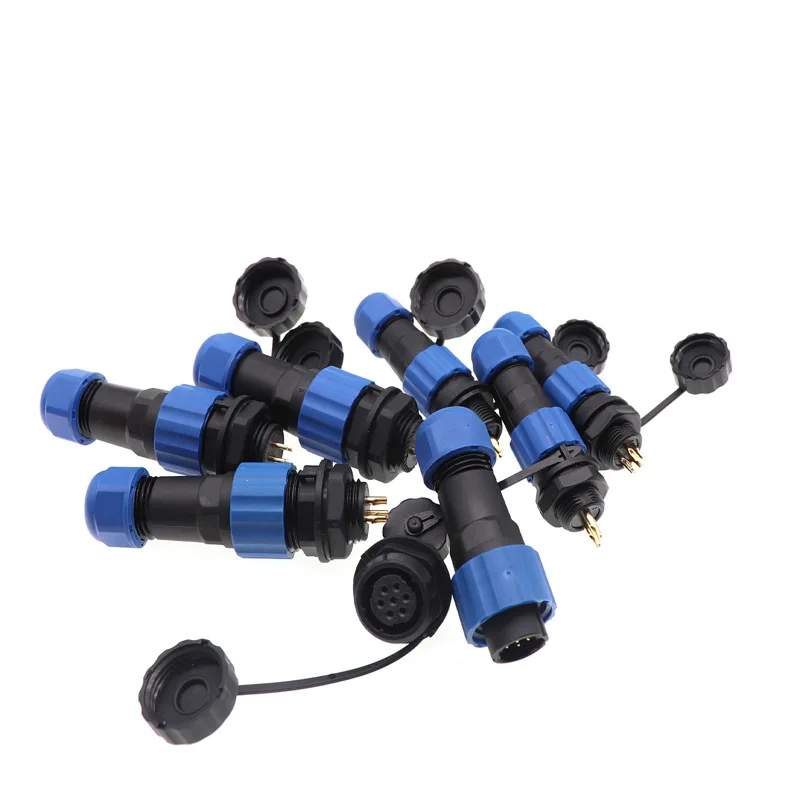 SL17 waterproof IP68 solderless screw connector set with 2P to 7Pin industrial plugs in a durable plastic case.