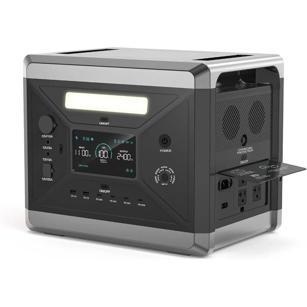Portable Power Station | 2400W Solar Generator with 4 AC Outlets | 2160Wh Home Backup Power - Thumbnail 6