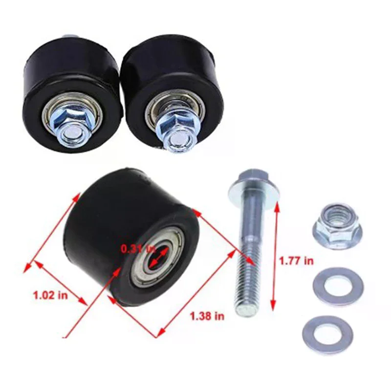 Chain Tensioner Guide Roller | 8mm Slider Pulley Kit | With Mounting Bolt & Gasket - Thumbnail 4