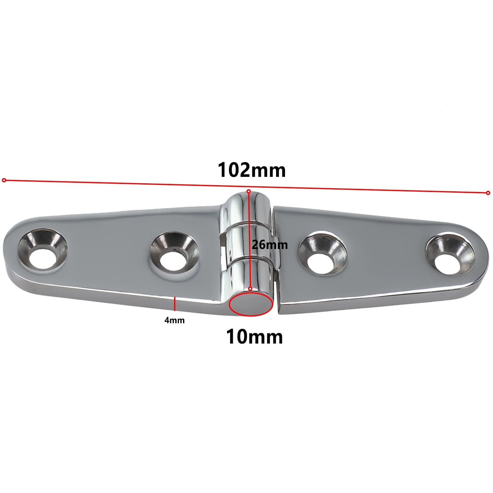 Grade 316 Stainless Hinge | Heavy-Duty Boat & Hatch Door | Solid Cast Strap Hardware - Thumbnail 5