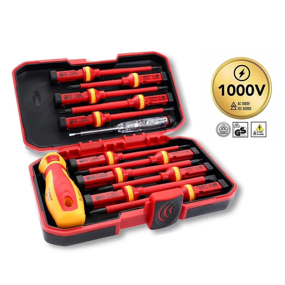 Insulated Screwdriver Set | 13-Piece 1000V Electrical Tool Kit with Magnetic Bits - Thumbnail 2