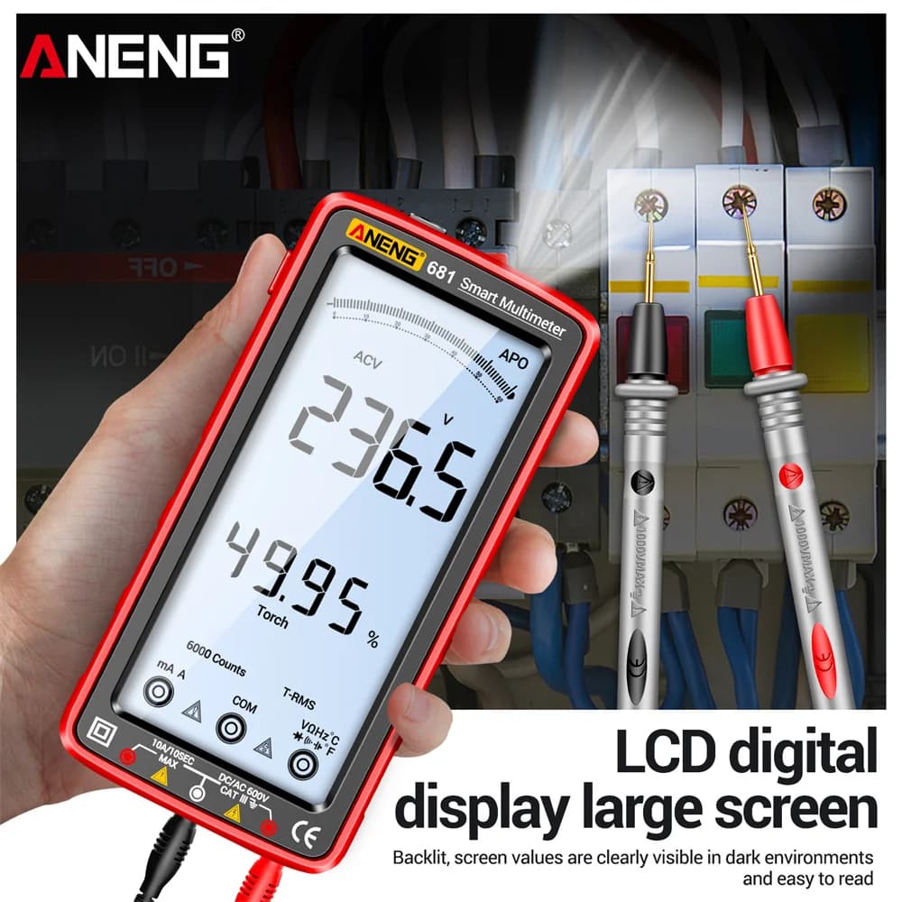 Digital Multimeter | AC/DC Voltage & Current Tester | Rechargeable & Non-Contact Detection - Thumbnail 2