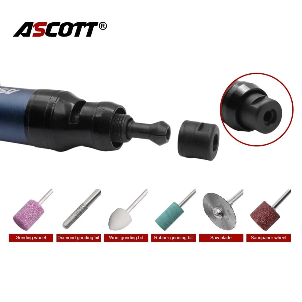 High-Speed Pneumatic Micro Die Grinder | Mini Air Polishing & Engraving Pen for Precision Grinding & Cutting | Pencil Type - Thumbnail 5