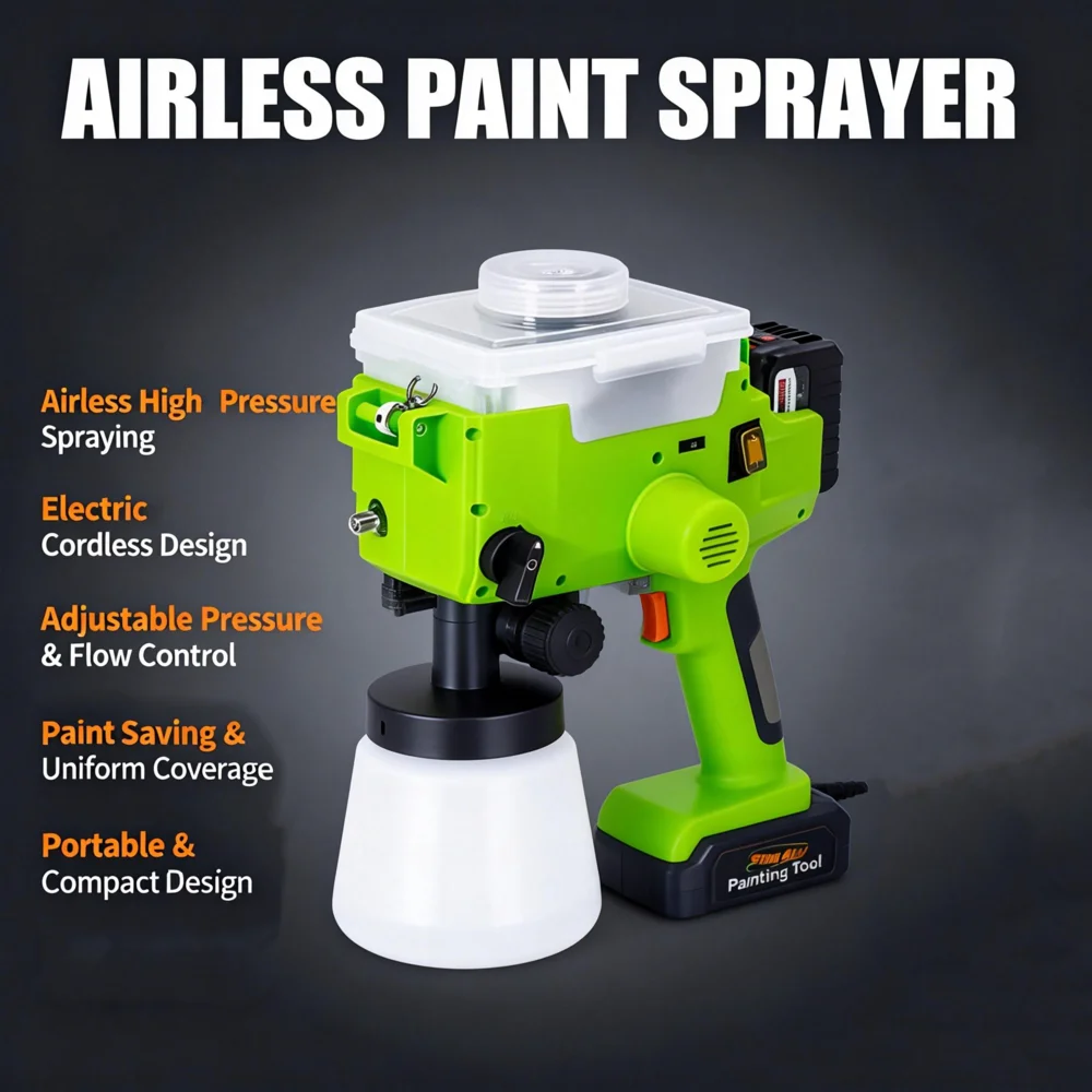 Electric Airless Paint Sprayer | Portable High Pressure Machine | Wall & Furniture Painting Tool - Thumbnail 2