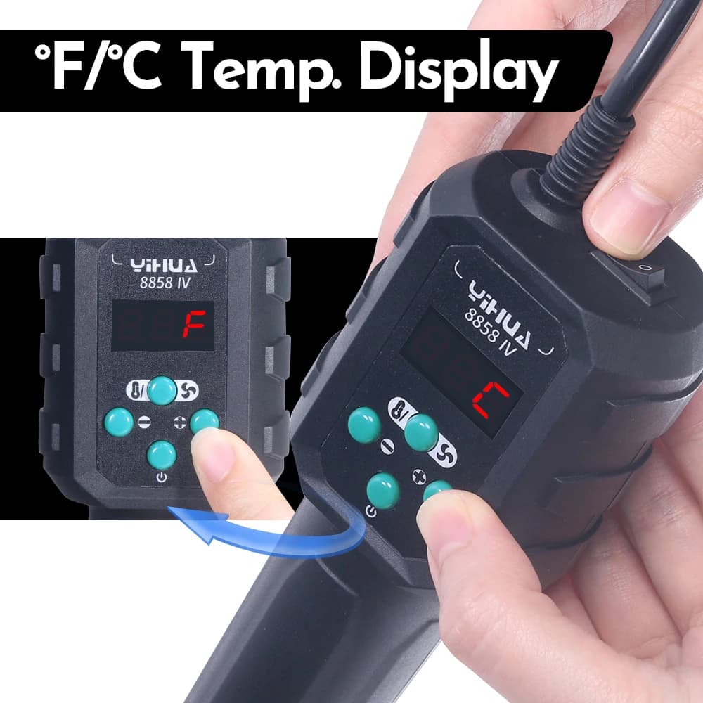 Digital Heat Gun | 700W Micro Soldering Station | LCD Temp Control for BGA & IC Rework - Thumbnail 3