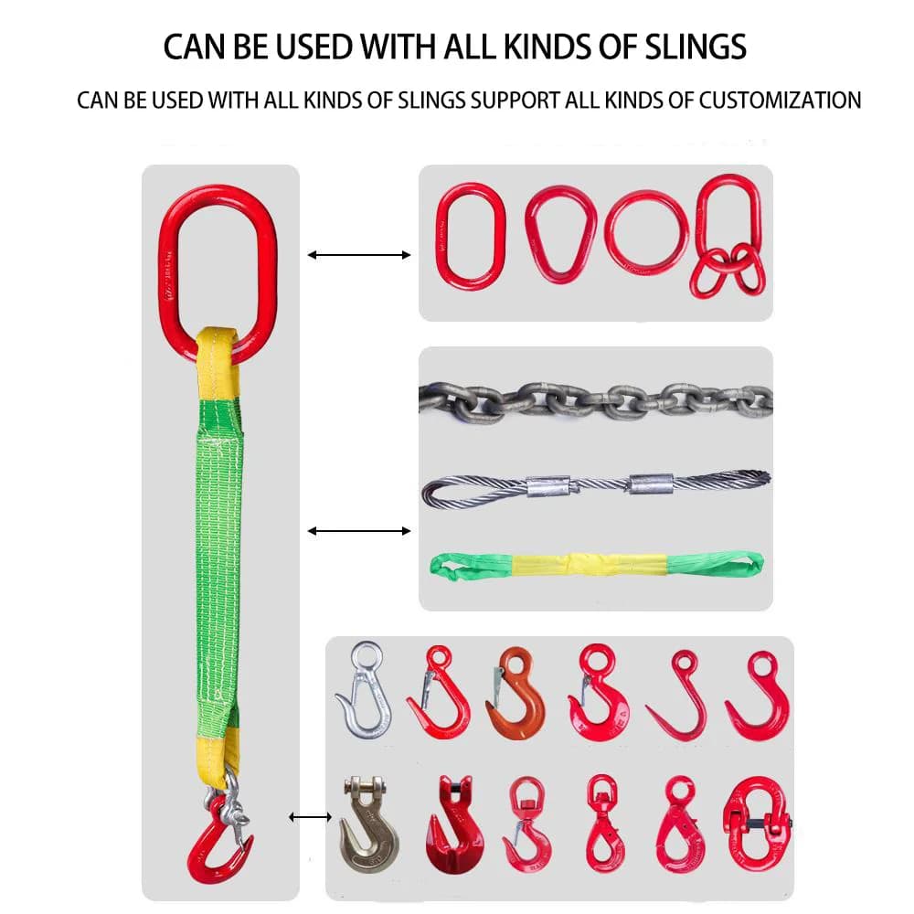 2-Ton Lifting Sling Kit | Complete 4-Leg Rigging System with Carabiners & Hooks - Thumbnail 2