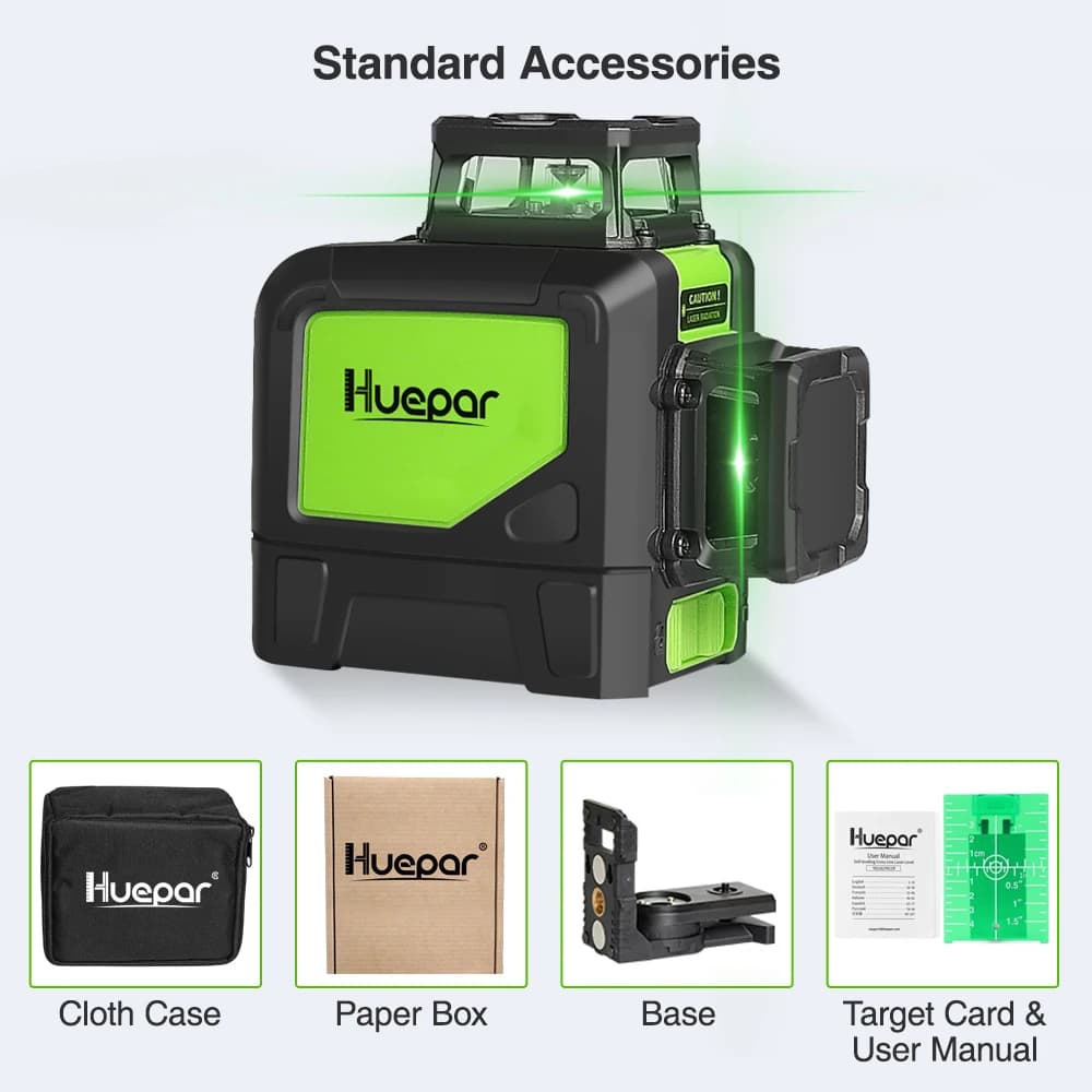 360° Self-Leveling Laser Level | 3D Green Beam | 5/8/12-Line Projection - Thumbnail 5