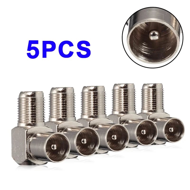 90-Degree Coaxial Cable Adapters | 5-Piece Set | F Female to Male TV Aerial Connectors - Thumbnail 3