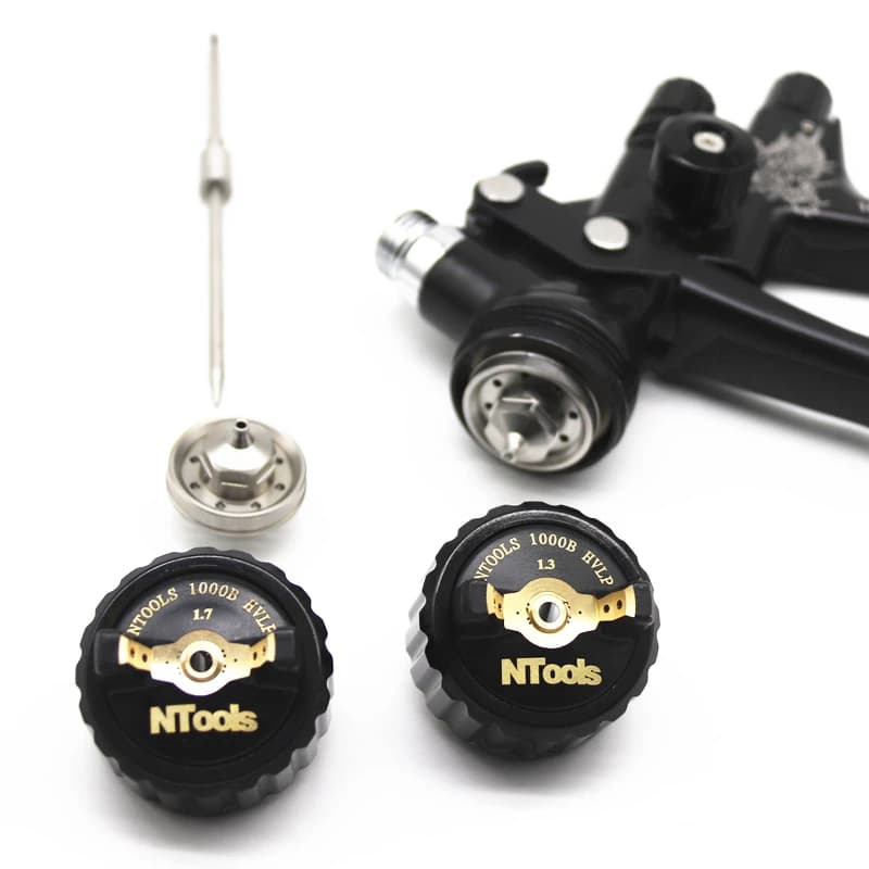 HVLP Spray Gun Kit | 1.3 & 1.7mm Nozzles with Mix Tank | Car Repair & Water-Based Paint - Thumbnail 2