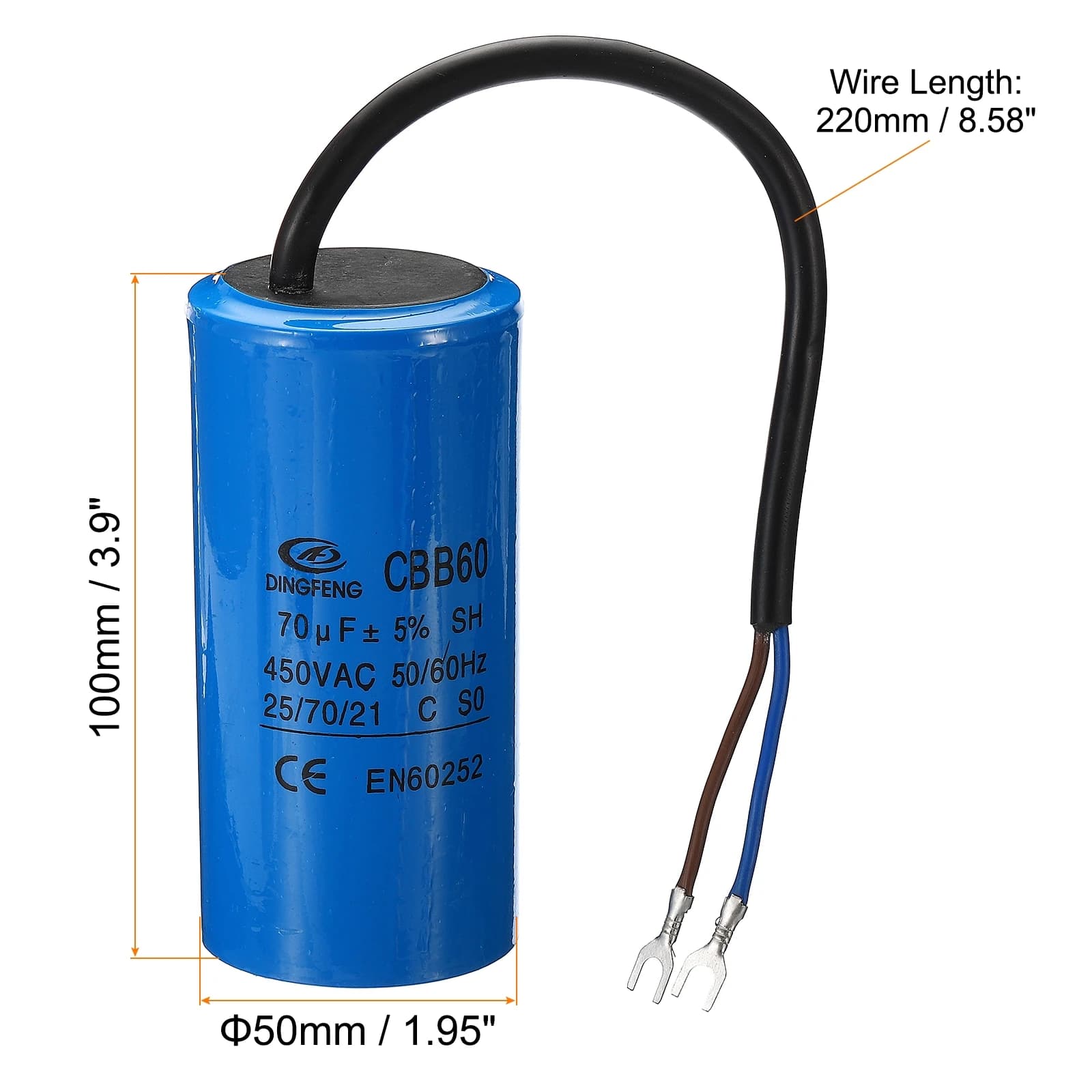 CBB60 Motor Run Capacitor | 450V AC | 25-70µF | For Air Compressor & Washing Machine Motors - Thumbnail 4