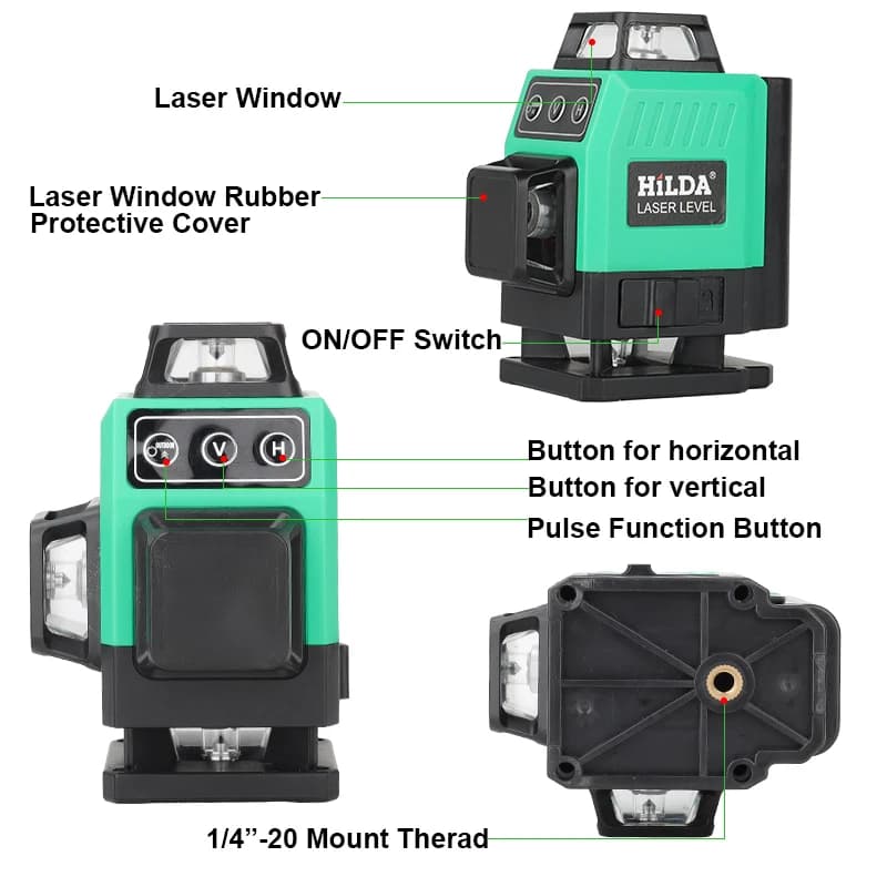 3D/4D Laser Level | 12/16-Line Green Beam | 360° Horizontal & Vertical Self-Leveling - Thumbnail 2