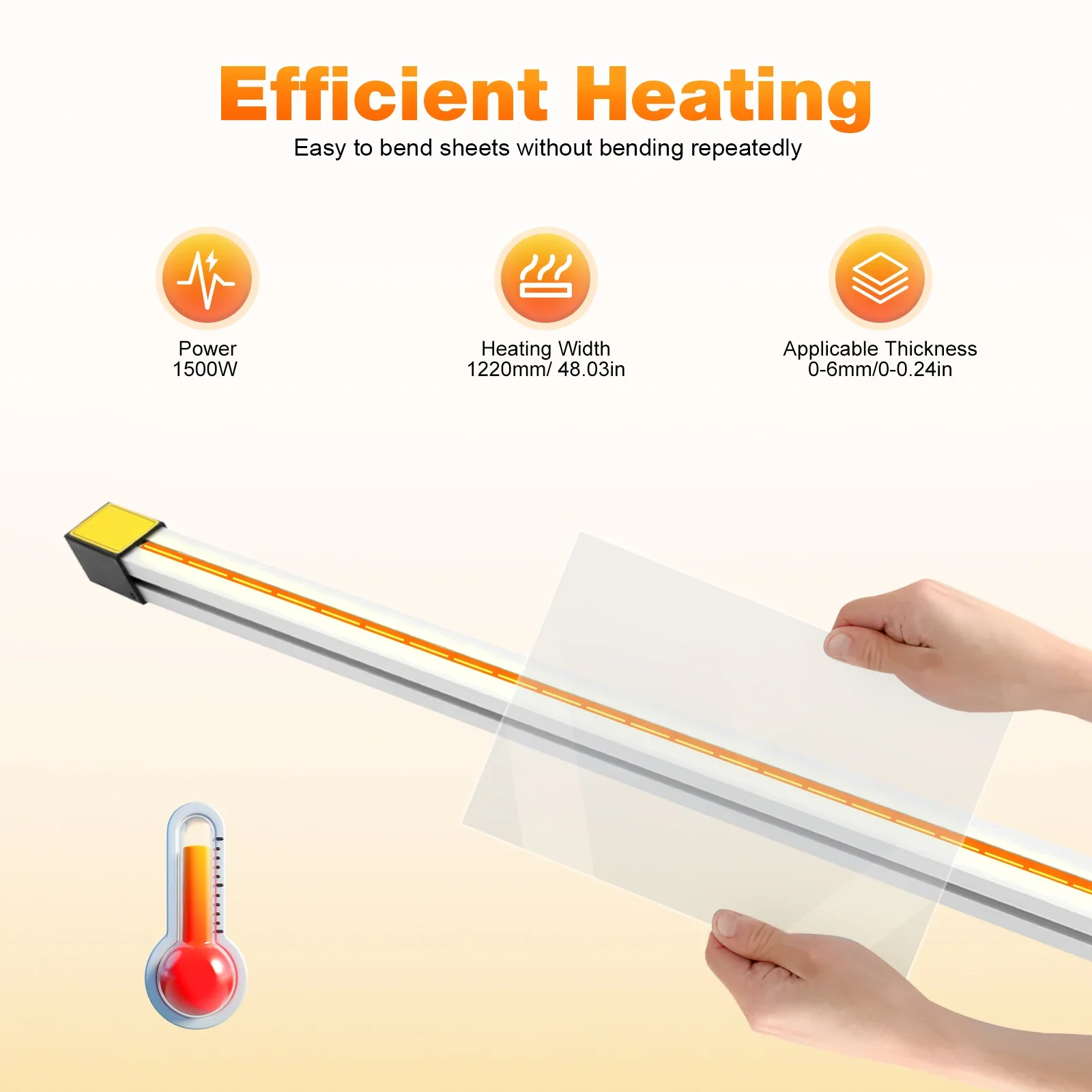 Acrylic Bending Machine | 125cm Heater | 1500W 110V/220V for Plastic & PVC Sheets - Thumbnail 2