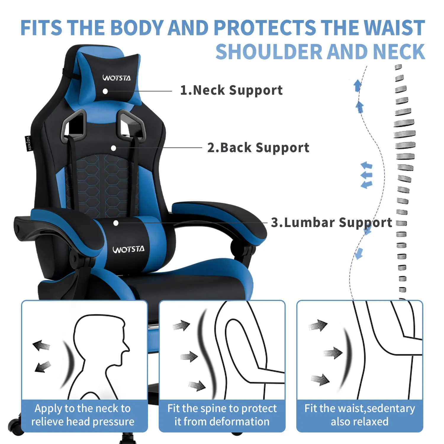 Gaming Chair | Heavy-Duty Ergonomic Design with Lumbar Cushion | Height Adjustable Computer Chair - Thumbnail 6