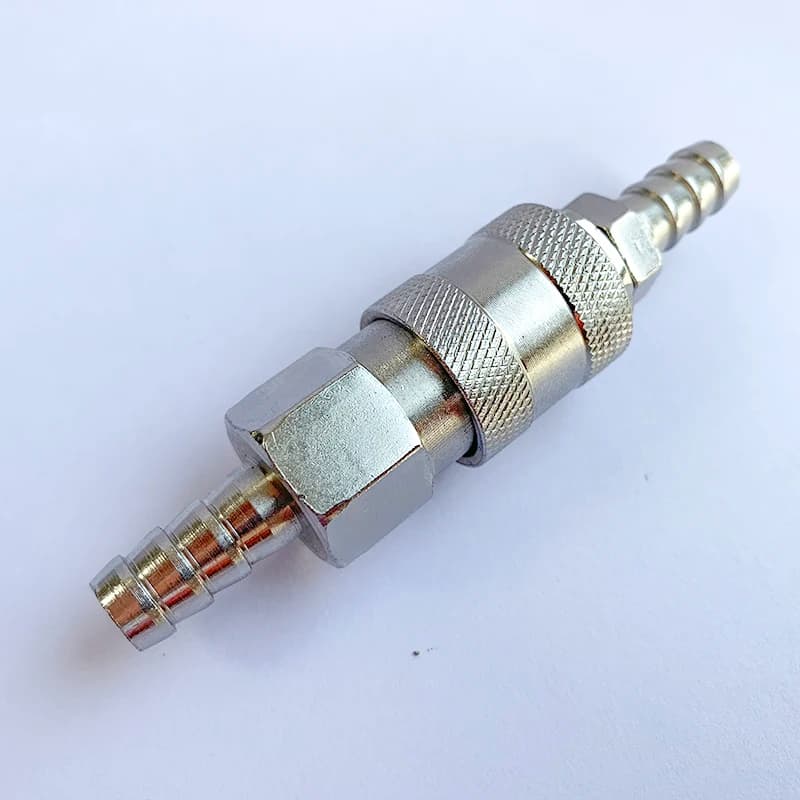 EU style pneumatic quick release coupling for air hose and compressor, featuring a durable brass body and ergonomic sleeve.