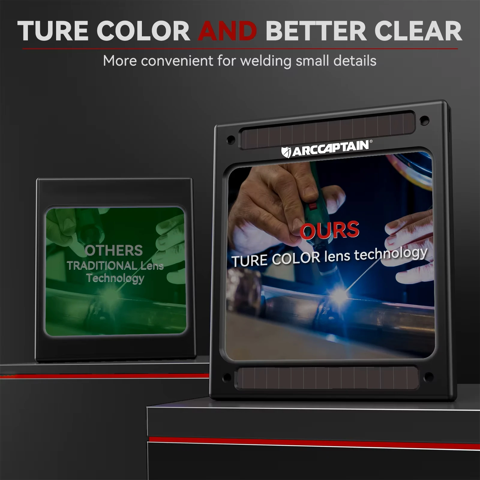 Auto-Darkening Welding Helmet | 4-Sensor Solar Powered | TIG MIG ARC Welder Protection - Thumbnail 4