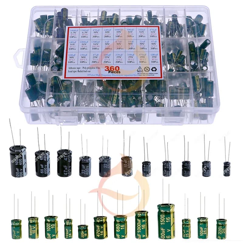 Electrolytic Capacitor Assortment Kit | 16V-400V | 1uF-1500uF | DIP & SMD - Thumbnail 2
