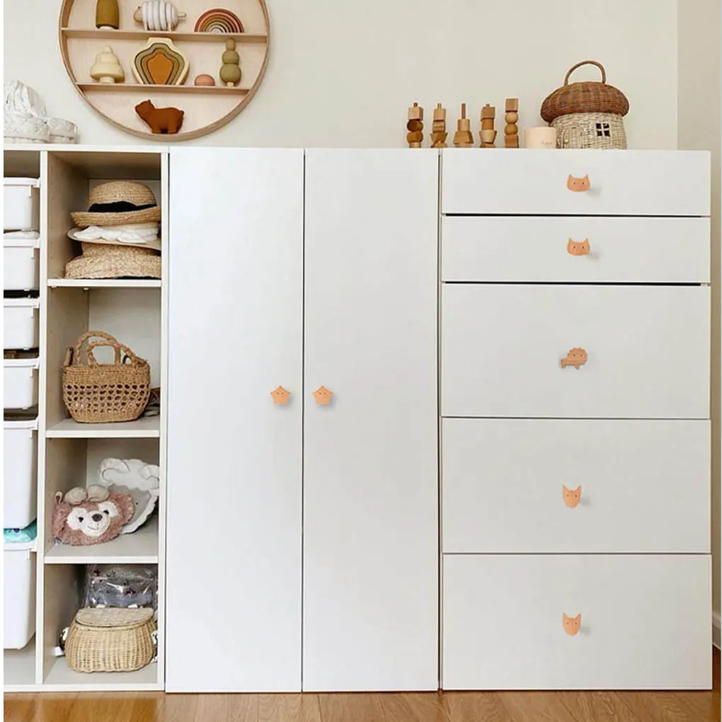 & Star Drawer Knobs | 6-PCS Wooden Furniture Handles | Children's Room Decoration Set - Thumbnail 4